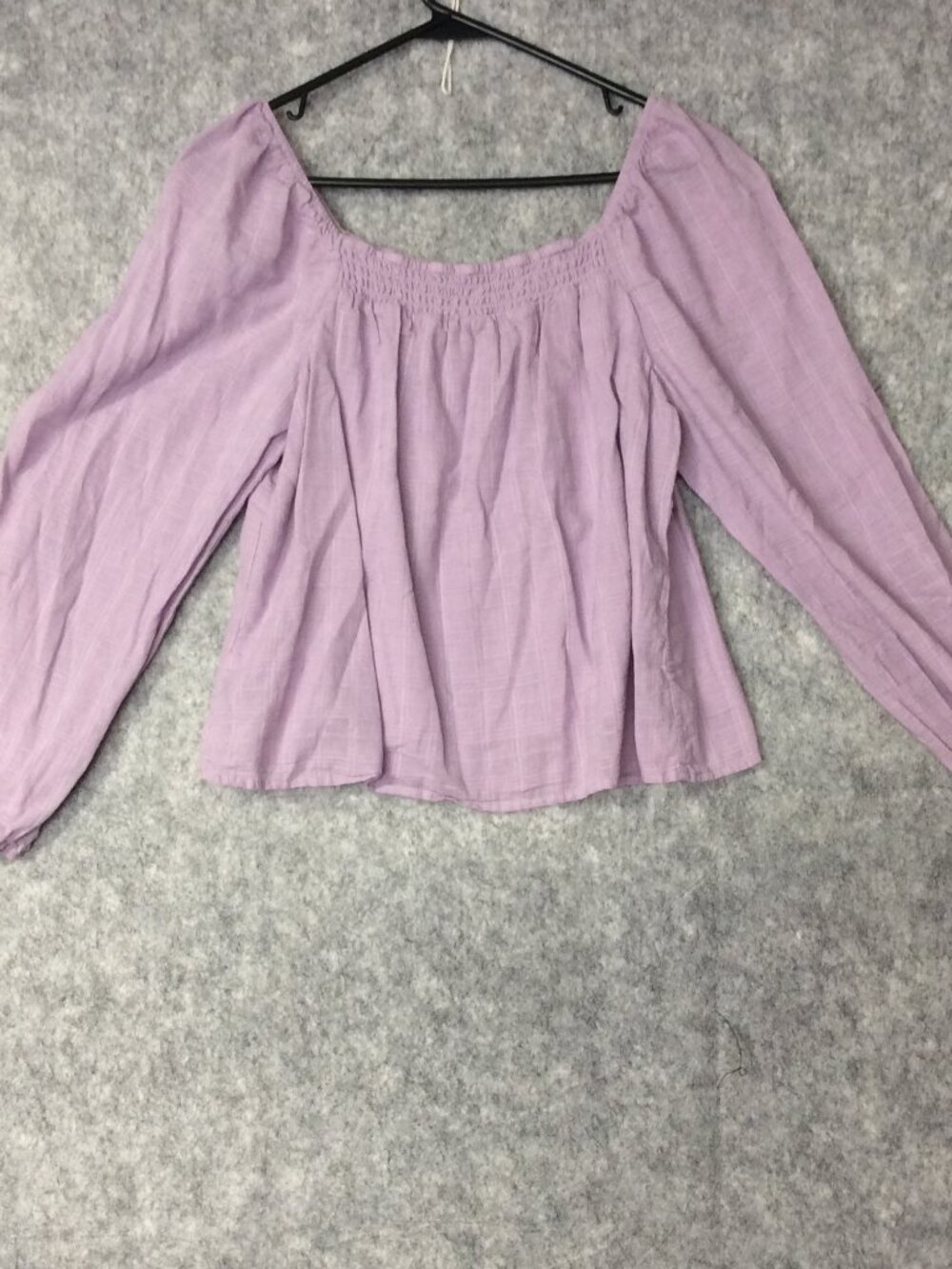 SO Goods For Life Lavendar Ruched Square Neck Lined Crop Top Size L